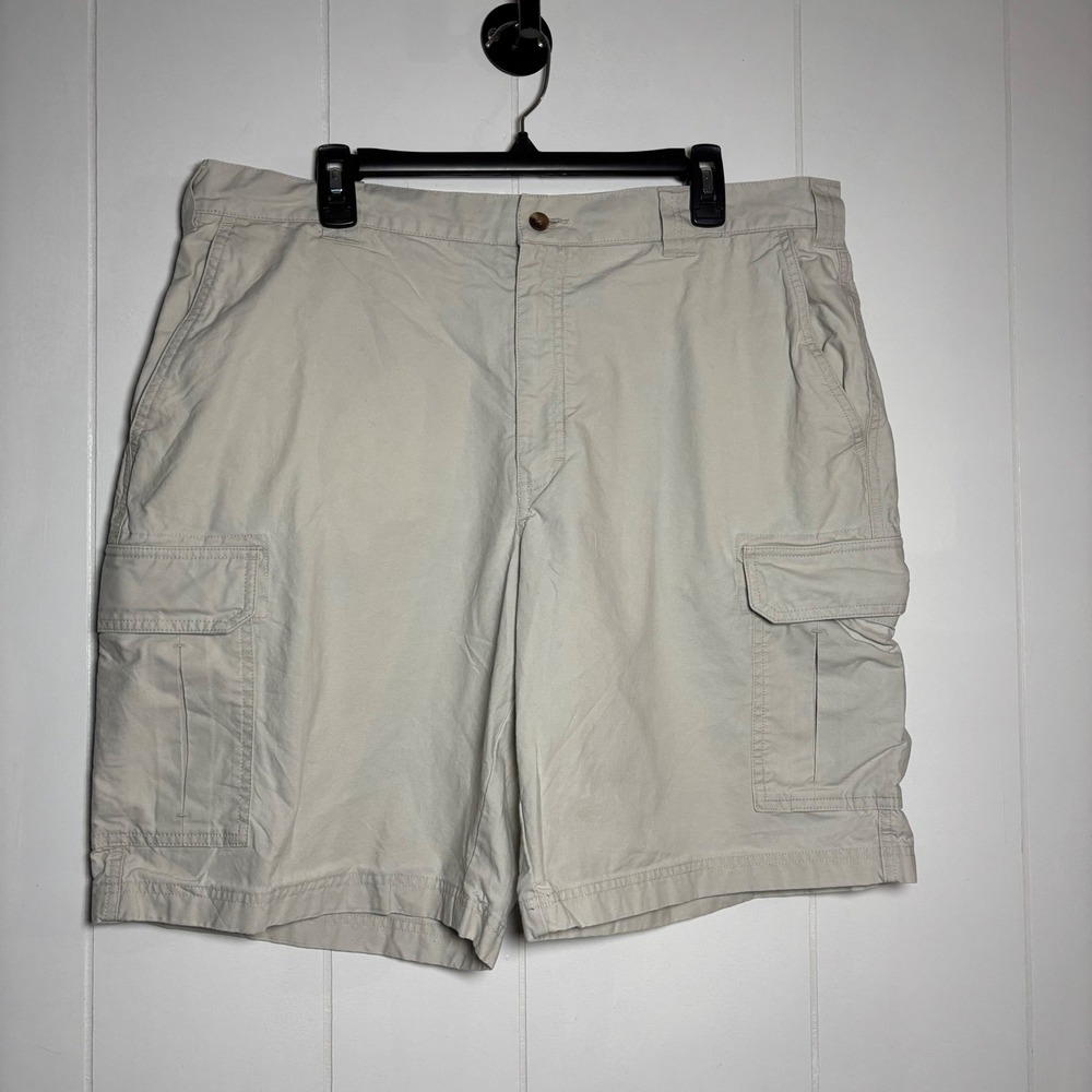 LL Bean Natural Fit Cargo Shorts Mens 38 Khaki Cotton Gorpcore Outdoor Hiking